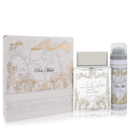 Lattafa Pure Khalis Musk Eau De Parfum Spray Plus 1.7 Deodorant By Lattafa, Gift Set for women